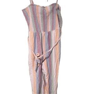 American‎ Eagle Plus Size XXL Pink Purple Smocked Sleeveless Pants Romper